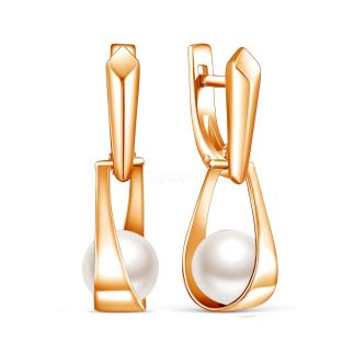 Серьги из золочёного серебра с культивированным жемчугом