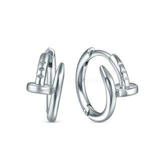 Серьги гвозди из серебра родированные