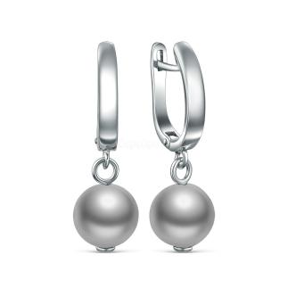 Серьги из серебра с культивированным серым жемчугом родированные