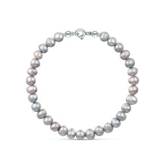 Браслет из серебра с жемчугом родированный (на леске)