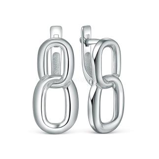 Серьги из серебра родированные - Восьмерки, звенья цепи