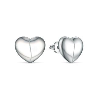 Серьги-пусеты из серебра родированные - Сердца