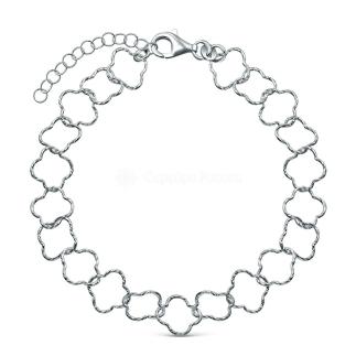 Браслет из серебра родированный - Клевер, 17 см