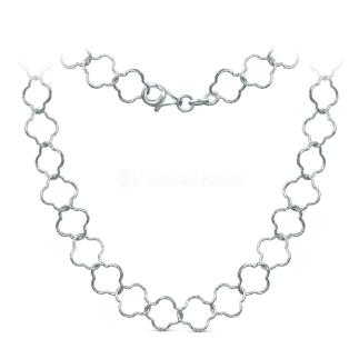 Цепь из серебра родированная - Клевер, 45 см