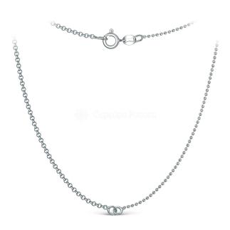 Цепь двойная из родированного серебра - Ролло и перлина, 40 см