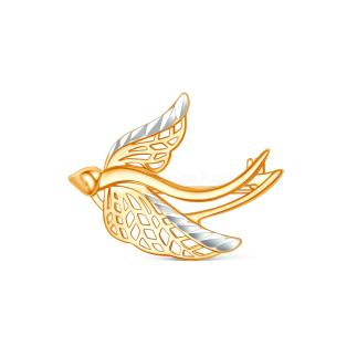 Брошь из золочёного серебра с родированием и алмазной огранкой - Ласточка