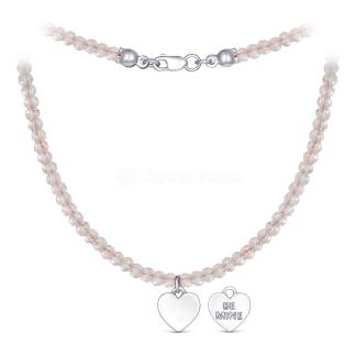 Колье из серебра с морганитом родированное - Сердце 