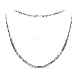 Колье из серебра с гематитом и марказитами родированное