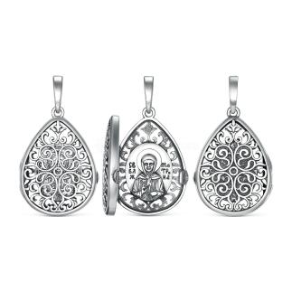 Подвеска-складень из чернёного серебра - Святая Матрона Московская