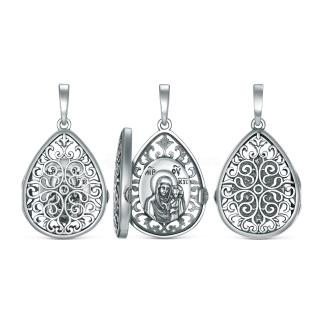 Подвеска-складень из чернёного серебра - Казанская Божья Матерь