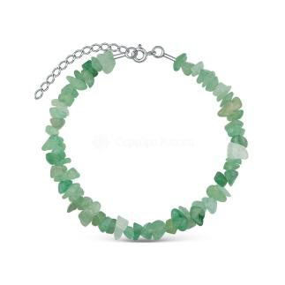 Браслет из серебра с зелёным авантюрином родированный