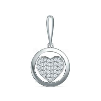 Подвеска из серебра c фианитами родированная - Сердце
