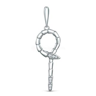 Подвеска из серебра с фианитами родированная - Змея