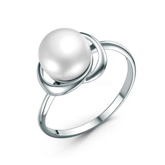 Кольцо из серебра с жемчугом родированное