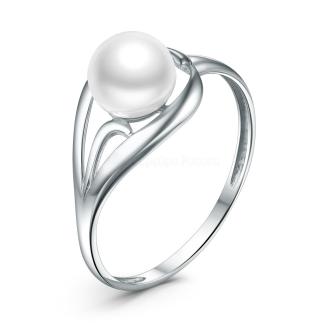 Кольцо из серебра с культивированным жемчугом родированное