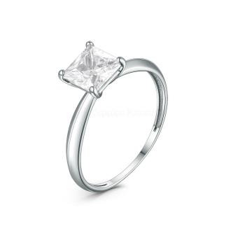 Кольцо из серебра с фианитом родированное - Квадрат