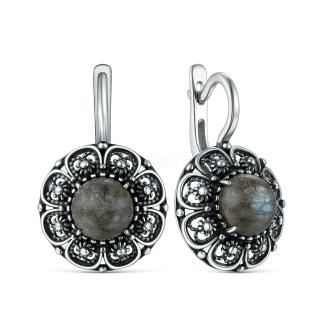 Серьги из чернёного серебра с лабрадоритом