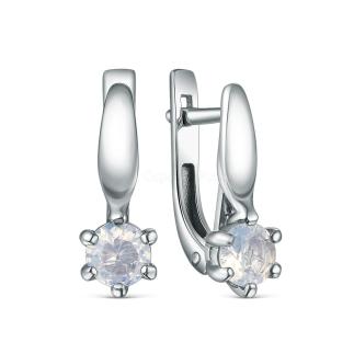 Серьги из серебра с лунным камнем родированные