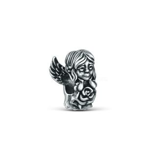 Подвеска-шарм из чернёного серебра - Ангелочек