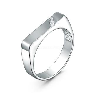 Печатка из серебра с фианитами родированная