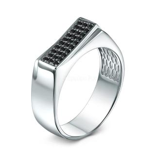 Печатка из серебра с фианитами родированное