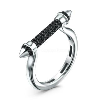 Кольцо из серебра с фианитами родированное
