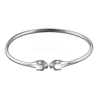 Браслет жёсткий из серебра родированный - Пантеры