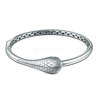 Браслет жёсткий капля из серебра родированный