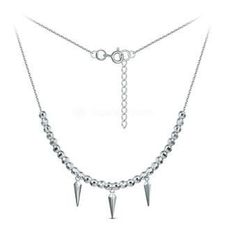 Колье из серебра с бусами алмазной огранки родированное