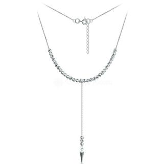 Колье из серебра с бусинами алмазной огранки родированное