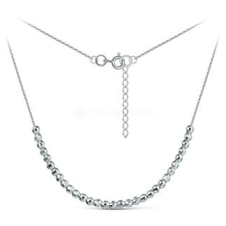 Колье из серебра с бусинами алмазной огранки родированное