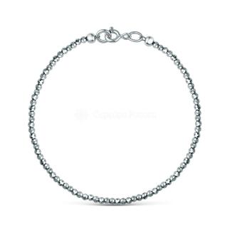 Браслет из серебра с серыми марказитами родированный