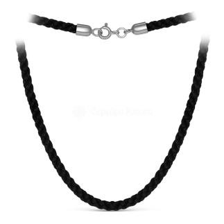 Шнурок текстильный с элементами из родированного серебра