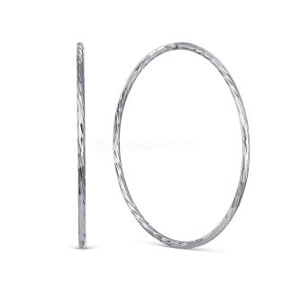 Серьги-конго с алмазной обработкой из серебра родированные - Диаметр 4 см