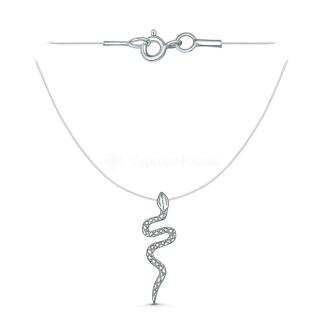 Колье из чернёного серебра (на леске) - Змейка