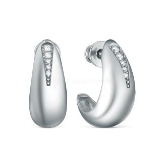 Серьги-пусеты из серебра с фианитами родированные