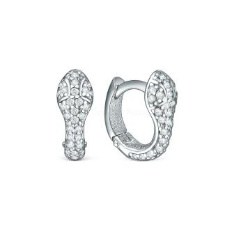 Серьги из серебра с фианитами родированные - Змейки