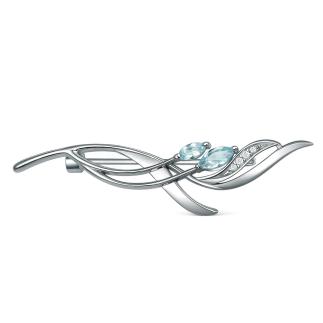 Брошь из серебра с топазами и фианитами родированная