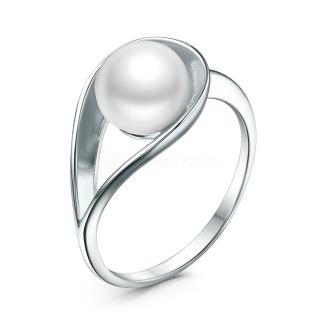 Кольцо из серебра с культивированным жемчуг родированное