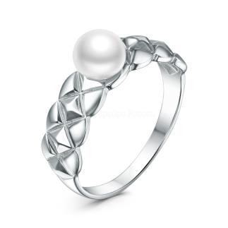 Кольцо из серебра с культивированным жемчугом родированное