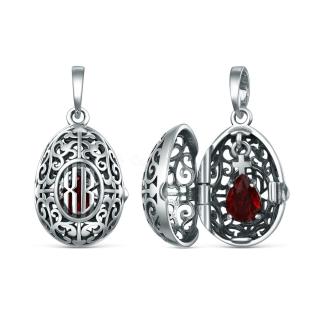 Ладанка из чернёного серебра с рубиновым ювелирным кристаллом