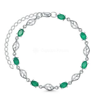 Браслет из серебра с агатом родированный