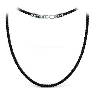 Шнурок текстильный из чернёного серебра