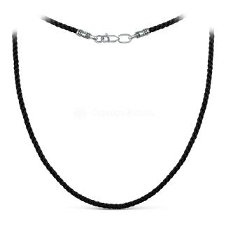 Шнурок текстильный из чернёного серебра - Спаси и сохрани