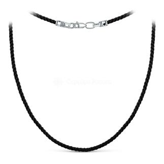 Шнурок текстильный из чернёного серебра