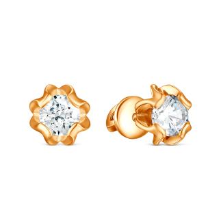 Серьги из золочёного серебра с фианитами