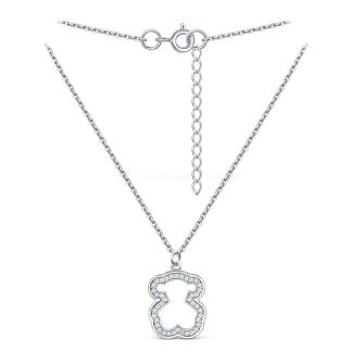 Колье из серебра с фианитами родированное - Мишка