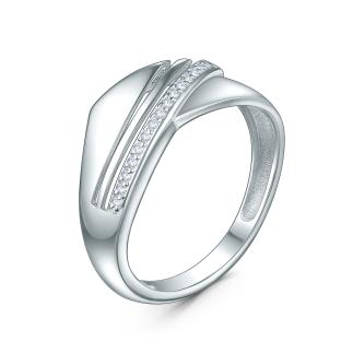 Кольцо из серебра с фианитами родированное