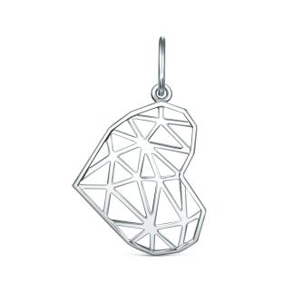 Подвеска сердце из серебра родированная