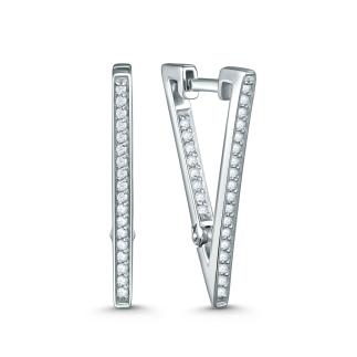 Серьги из серебра с фианитами родированные